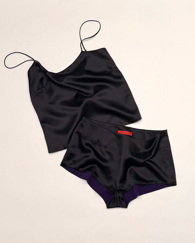 Alexandra Short in Black Shantung
