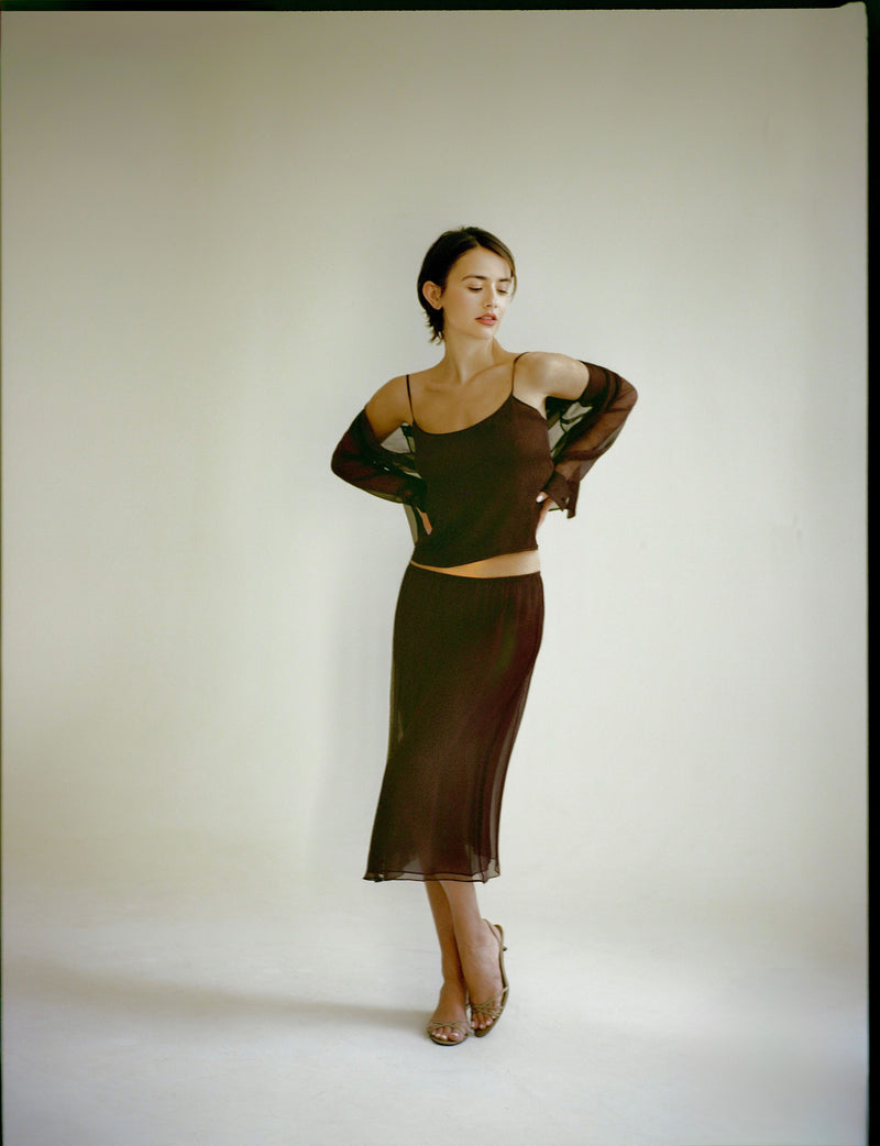 Vera Slip Skirt in Plum Brown