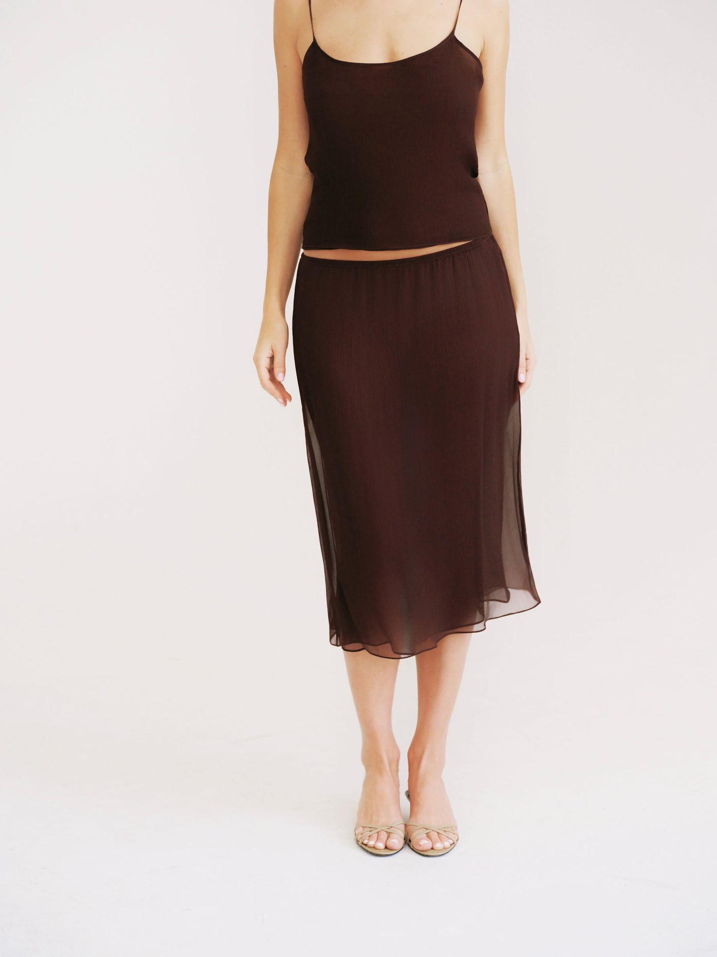 Vera Slip Skirt in Plum Brown