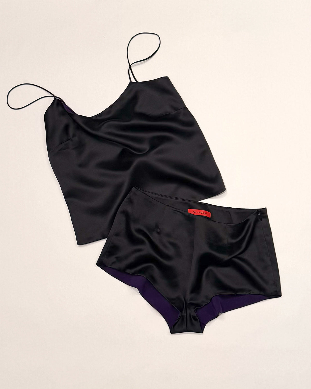 Alexandra Short in Black Shantung