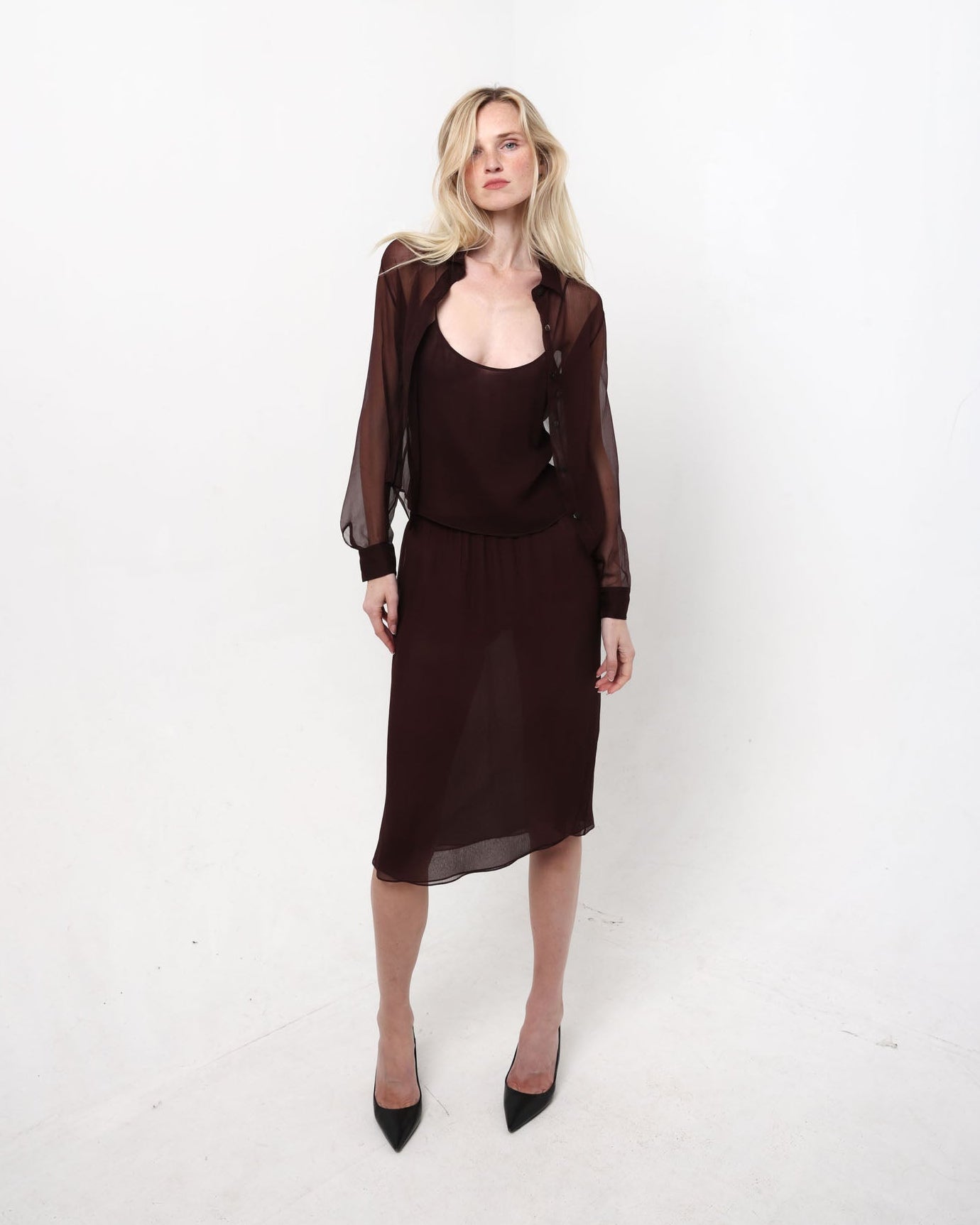Vera Slip Skirt in Plum Brown
