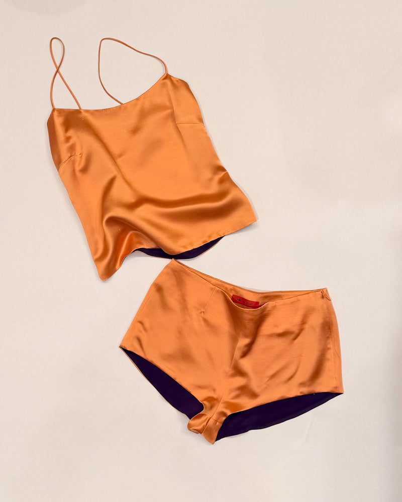 Alexandra Short in Copper Shantung