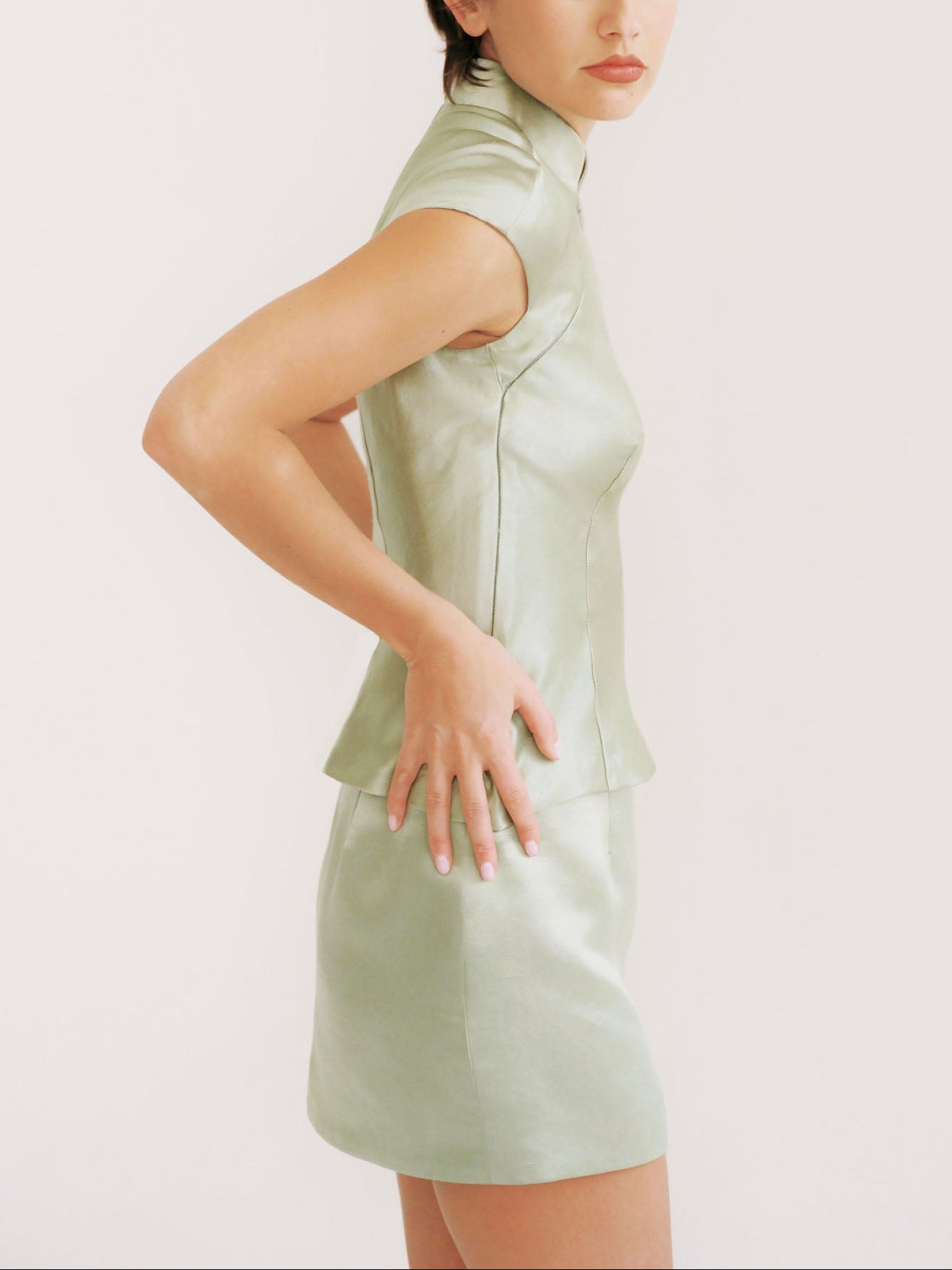 Helen Mini Skirt in Eucalyptus