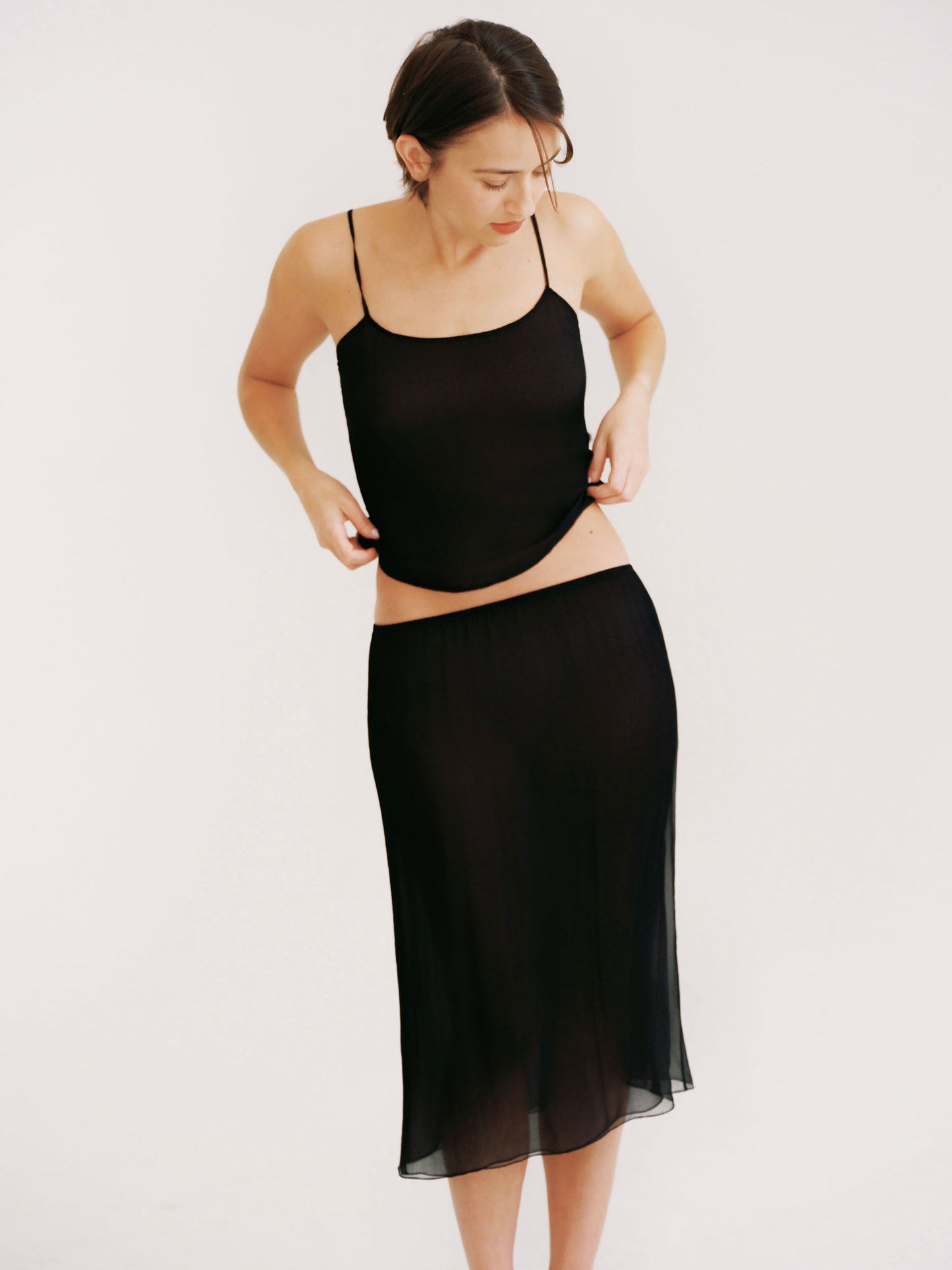 Vera Slip Skirt in Black
