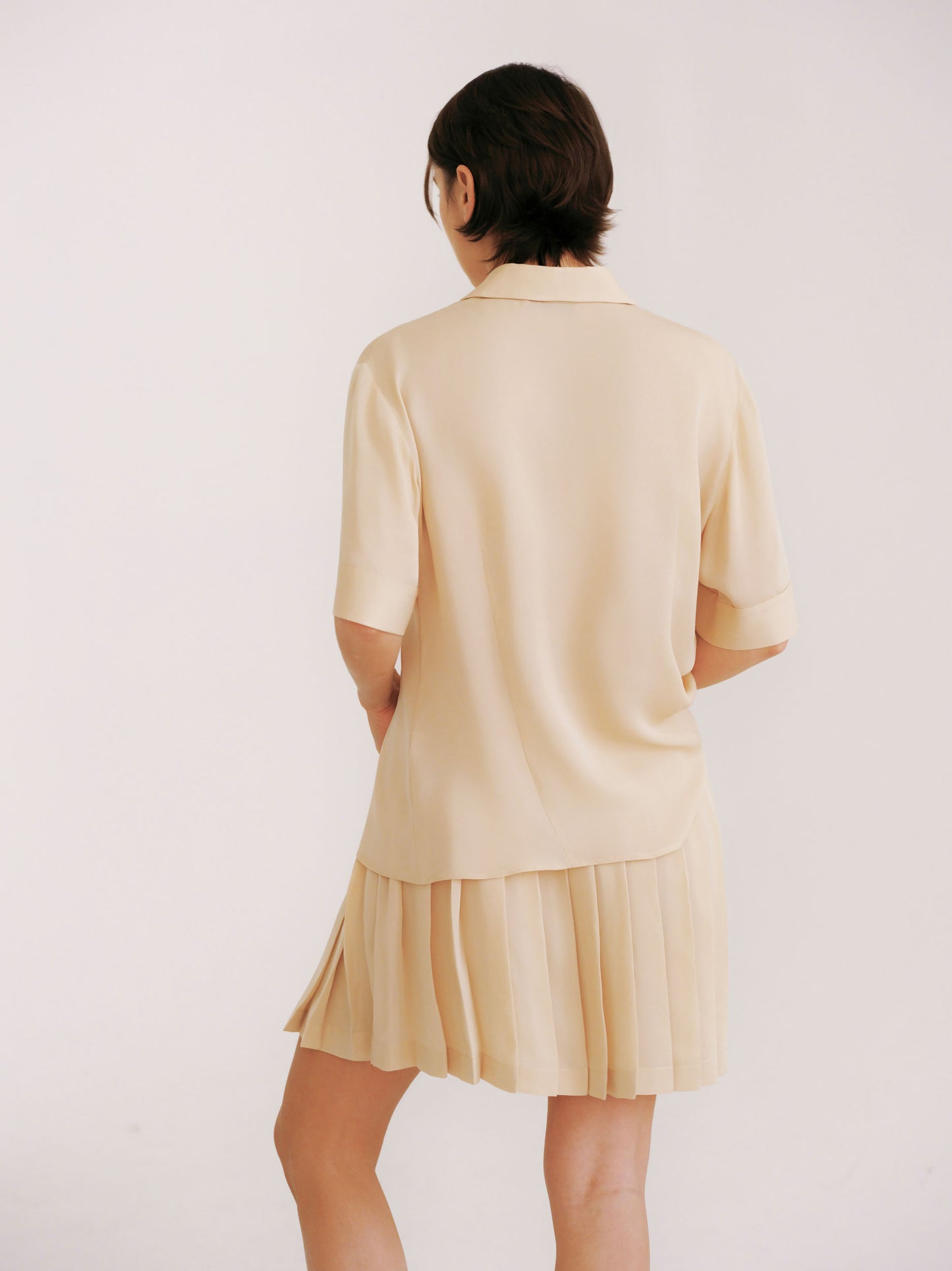 Polina Pleated Skirt in Beige