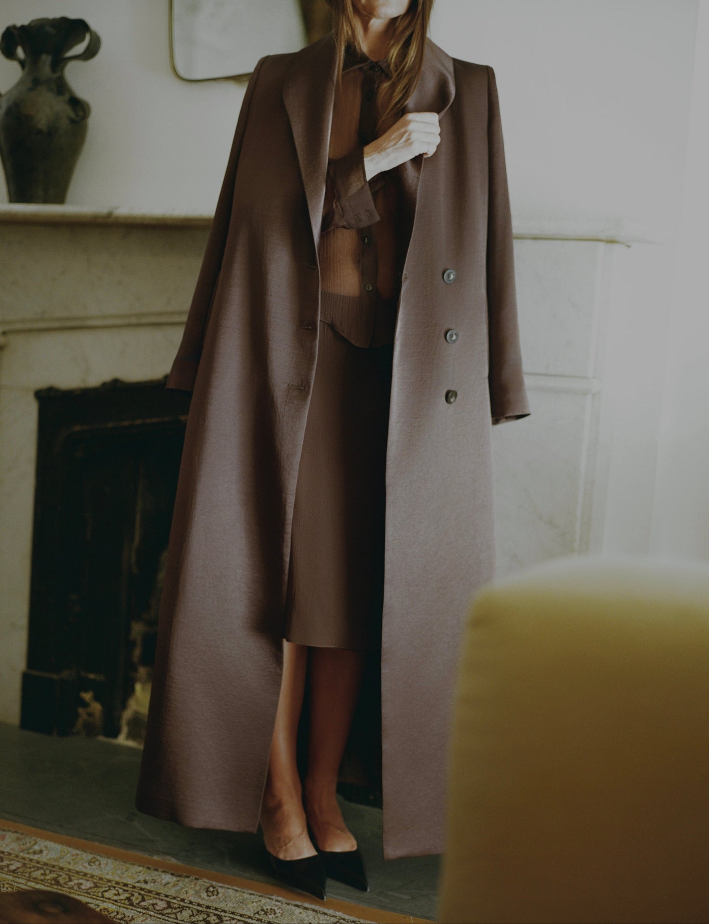 Opera Coat in Plum Brown