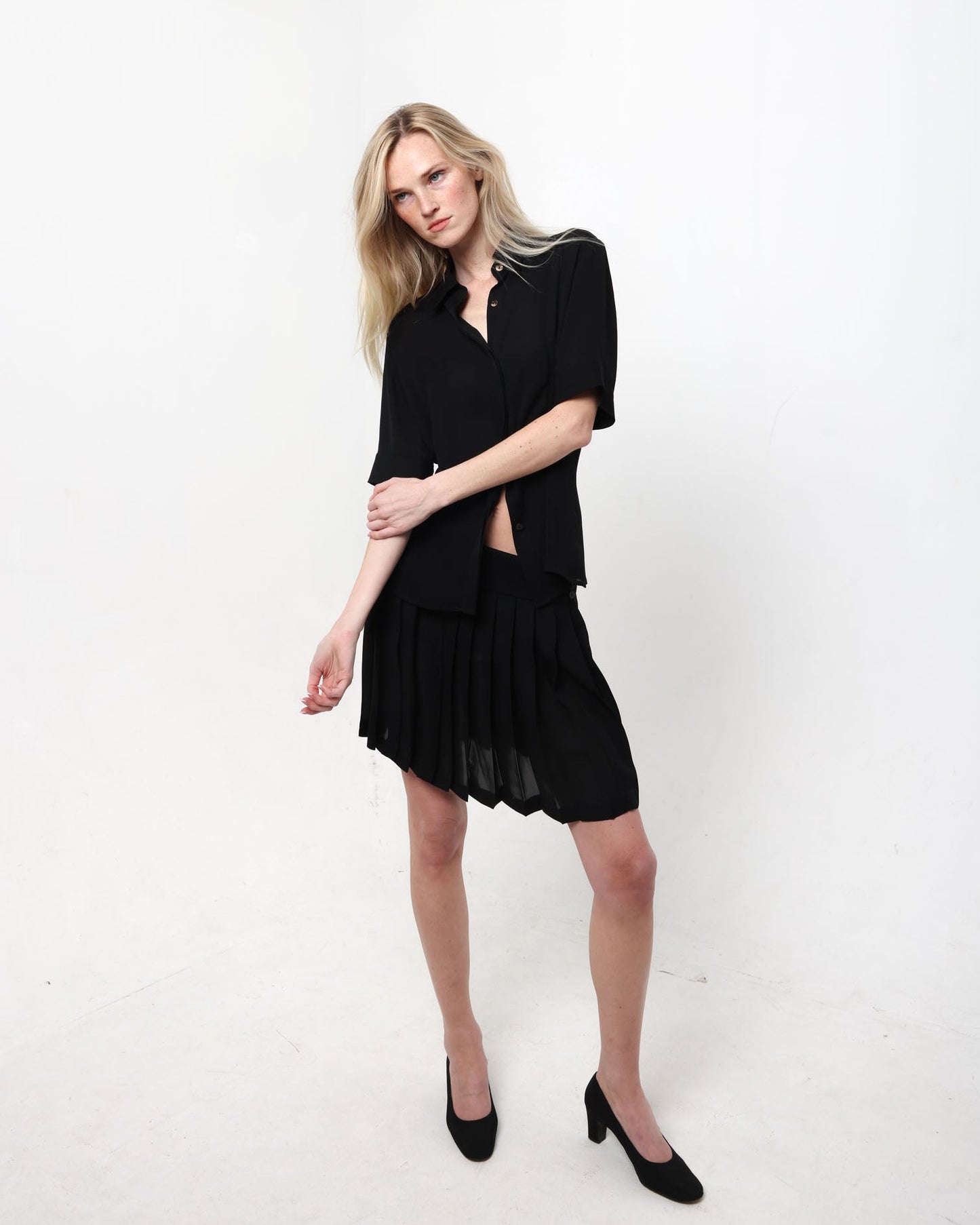 Polina Pleated Skirt in Black