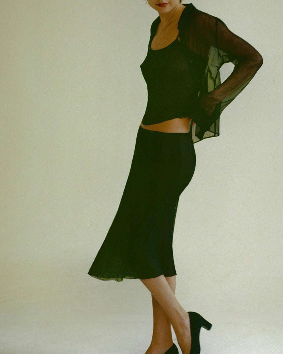 Vera Slip Skirt in Black