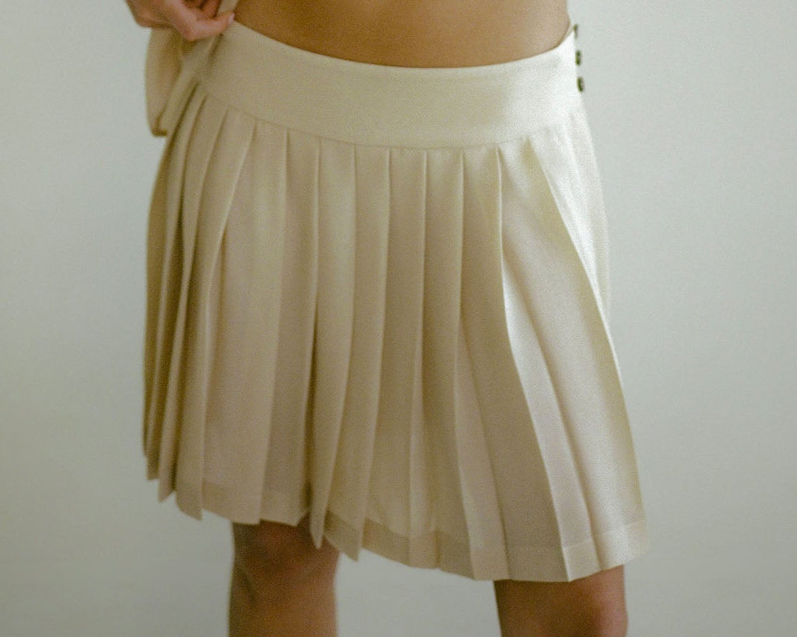 Polina Pleated Skirt in Beige