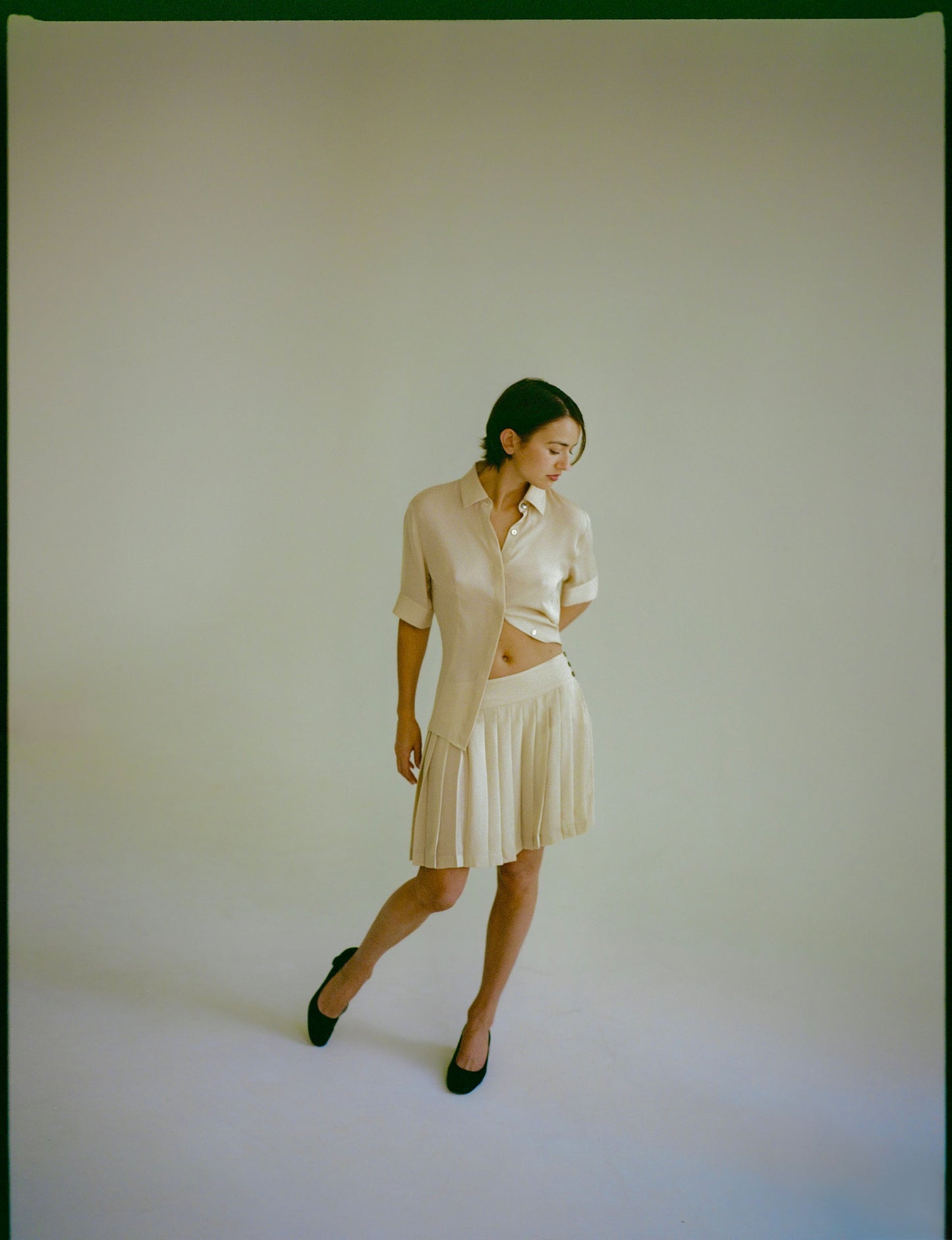 Polina Pleated Skirt in Beige